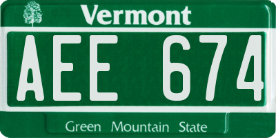 VT license plate AEE674