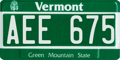 VT license plate AEE675