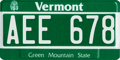VT license plate AEE678