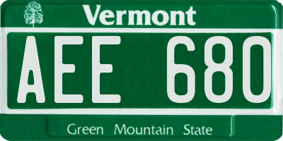 VT license plate AEE680