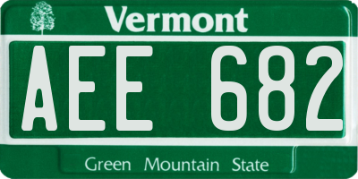 VT license plate AEE682