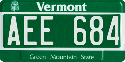 VT license plate AEE684