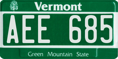 VT license plate AEE685