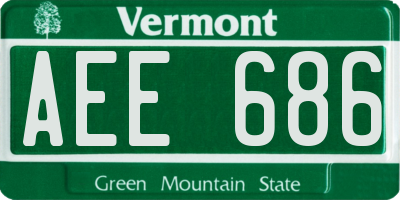 VT license plate AEE686