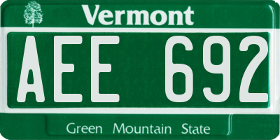 VT license plate AEE692