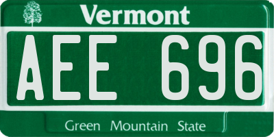 VT license plate AEE696