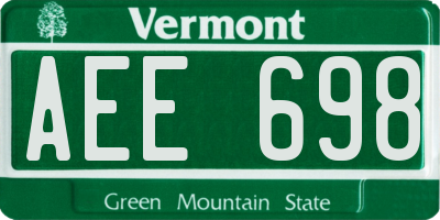 VT license plate AEE698