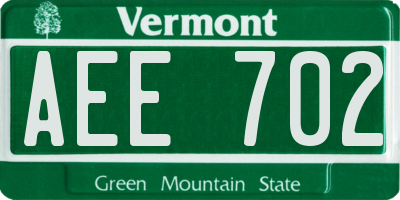 VT license plate AEE702