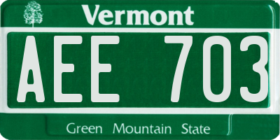 VT license plate AEE703