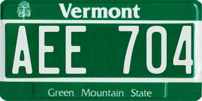 VT license plate AEE704