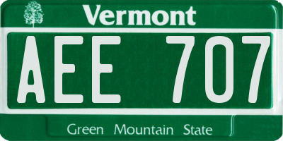 VT license plate AEE707