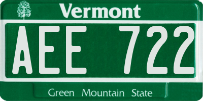 VT license plate AEE722