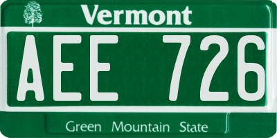 VT license plate AEE726