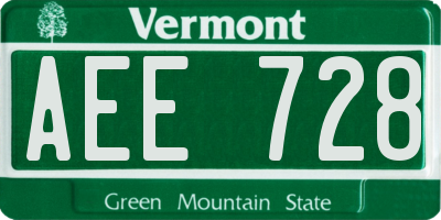 VT license plate AEE728