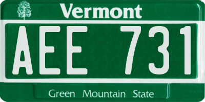 VT license plate AEE731