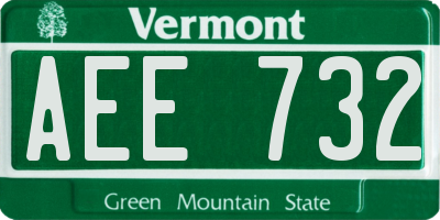 VT license plate AEE732