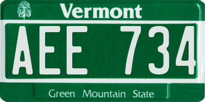 VT license plate AEE734
