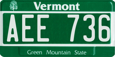 VT license plate AEE736