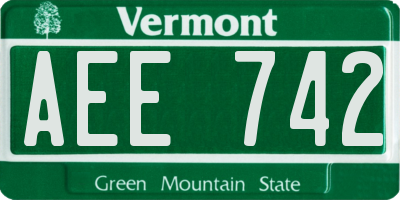 VT license plate AEE742