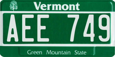 VT license plate AEE749