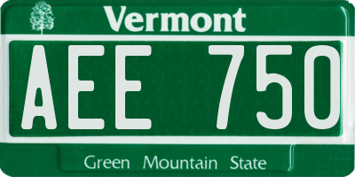 VT license plate AEE750