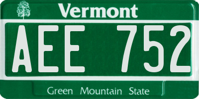 VT license plate AEE752