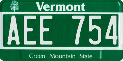 VT license plate AEE754