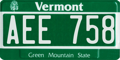 VT license plate AEE758