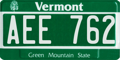 VT license plate AEE762