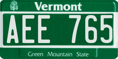VT license plate AEE765