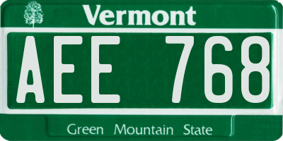 VT license plate AEE768