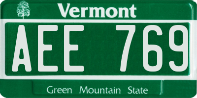 VT license plate AEE769