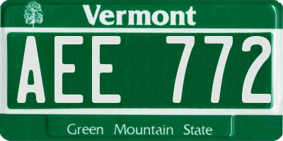 VT license plate AEE772