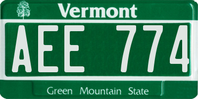 VT license plate AEE774