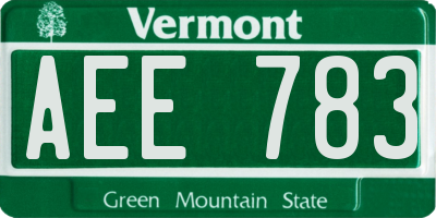 VT license plate AEE783
