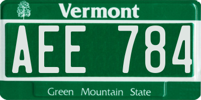 VT license plate AEE784