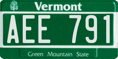 VT license plate AEE791