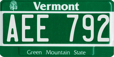 VT license plate AEE792