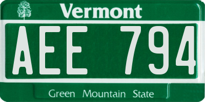 VT license plate AEE794
