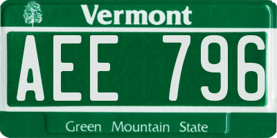 VT license plate AEE796