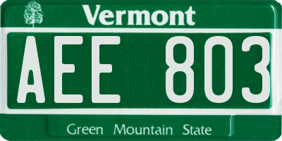 VT license plate AEE803
