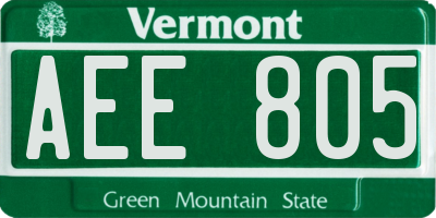 VT license plate AEE805