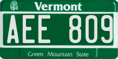 VT license plate AEE809
