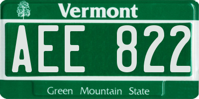 VT license plate AEE822
