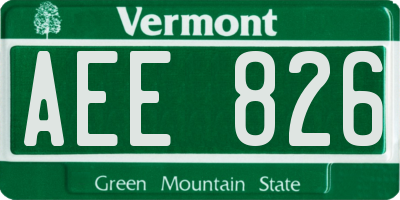VT license plate AEE826