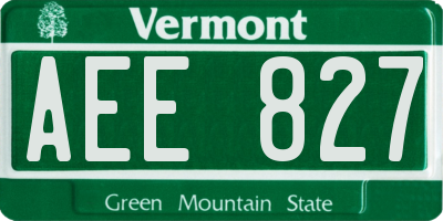 VT license plate AEE827