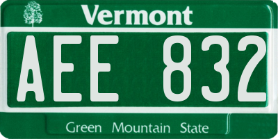 VT license plate AEE832
