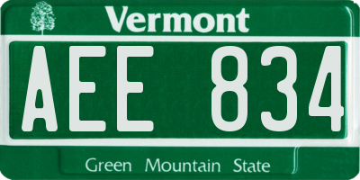 VT license plate AEE834