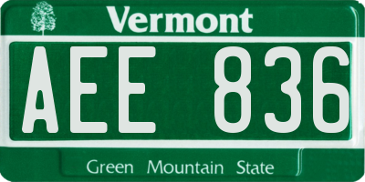 VT license plate AEE836