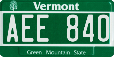 VT license plate AEE840